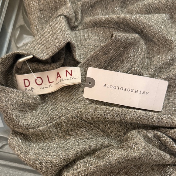 Anthropologie Dolan Metallic Mock Neck Puff Sleeve Shoulder Long Sleeve Top - Picture 8 of 8